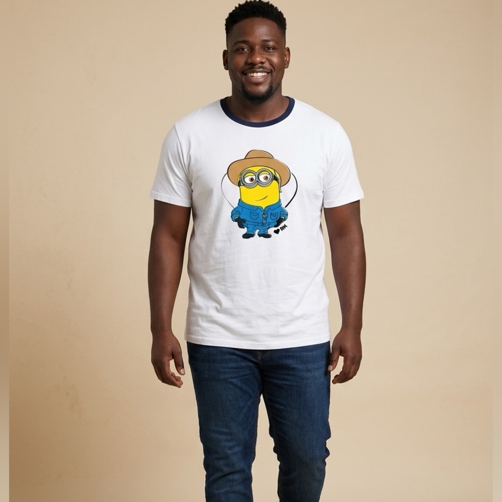 NWT BTS x Despicable Me White Short Sleeve Graphic Minions Tee Shirt - Size XXL